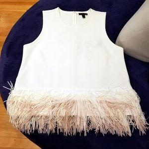 Sleeveless Top with Fringed Hem